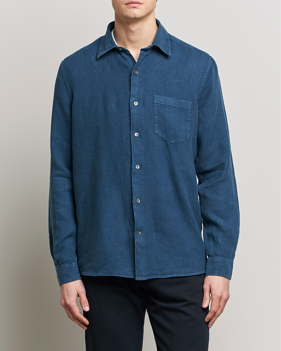 Mies | Contemporary Creators | A Day's March | Abu Linen Shirt Indigo Blue