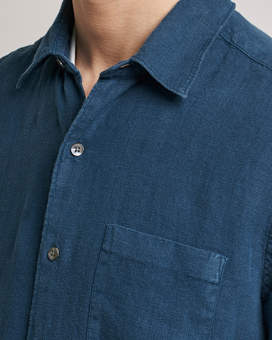 Mies | Kauluspaidat | A Day's March | Abu Linen Shirt Indigo Blue