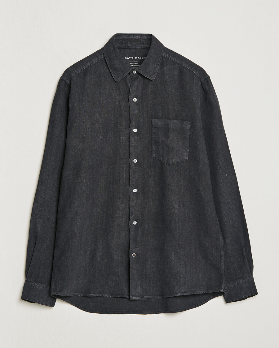Mies | Kauluspaidat | A Day's March | Abu Linen Shirt Off Black