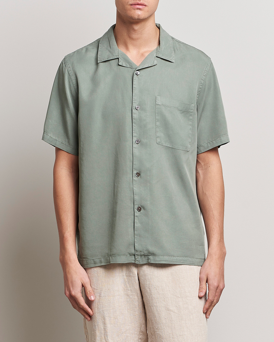 Mies | A Day's March | A Day's March | Yamu Short Sleeve Tencel Shirt Dusty Green