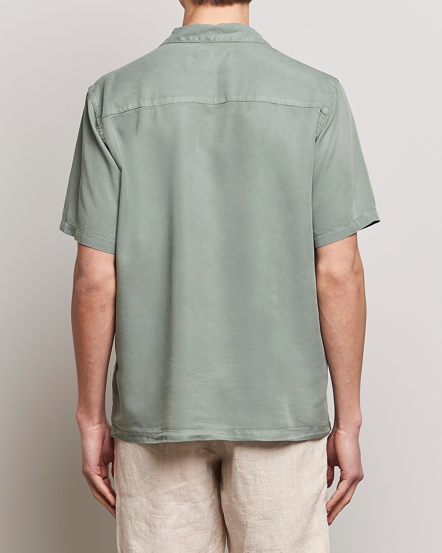 Mies | Kauluspaidat | A Day's March | Yamu Short Sleeve Tencel Shirt Dusty Green