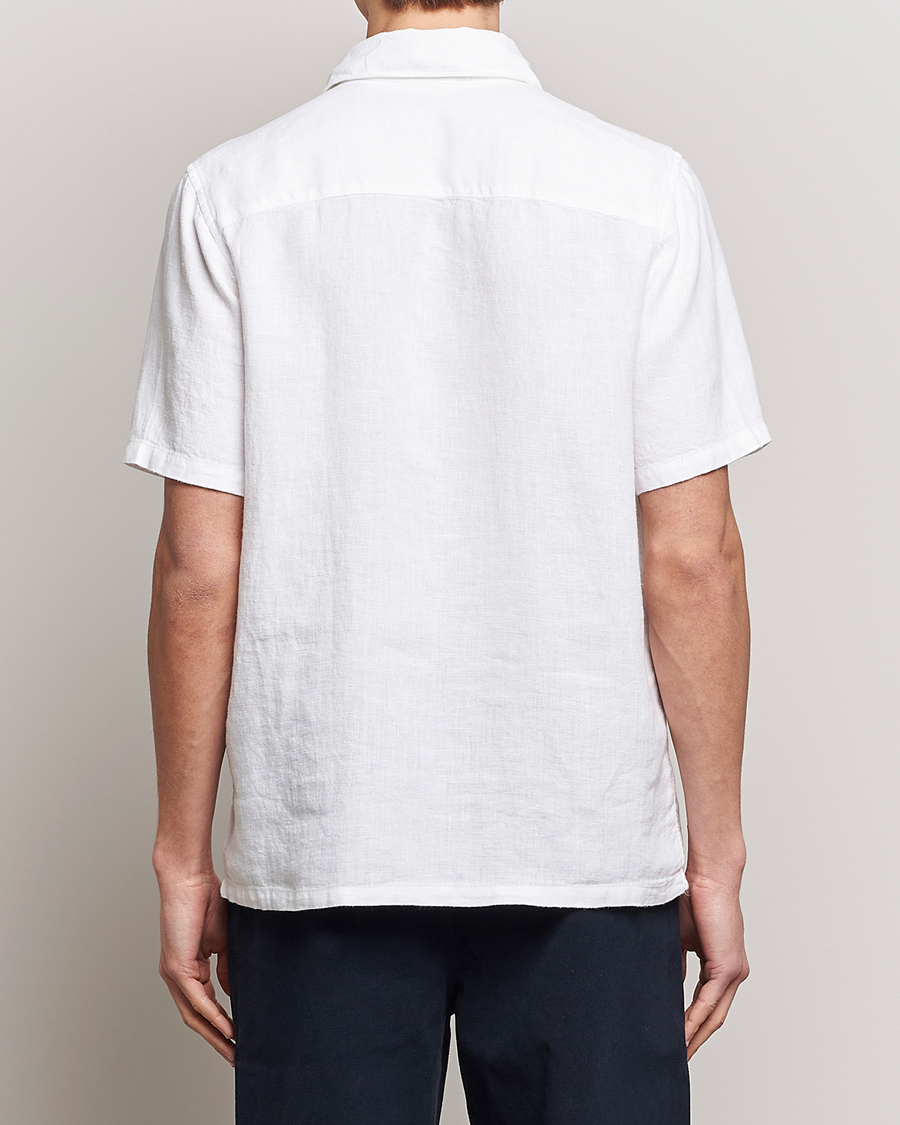 Mies | Kauluspaidat | A Day's March | Khito Short Sleeve Linen Shirt White