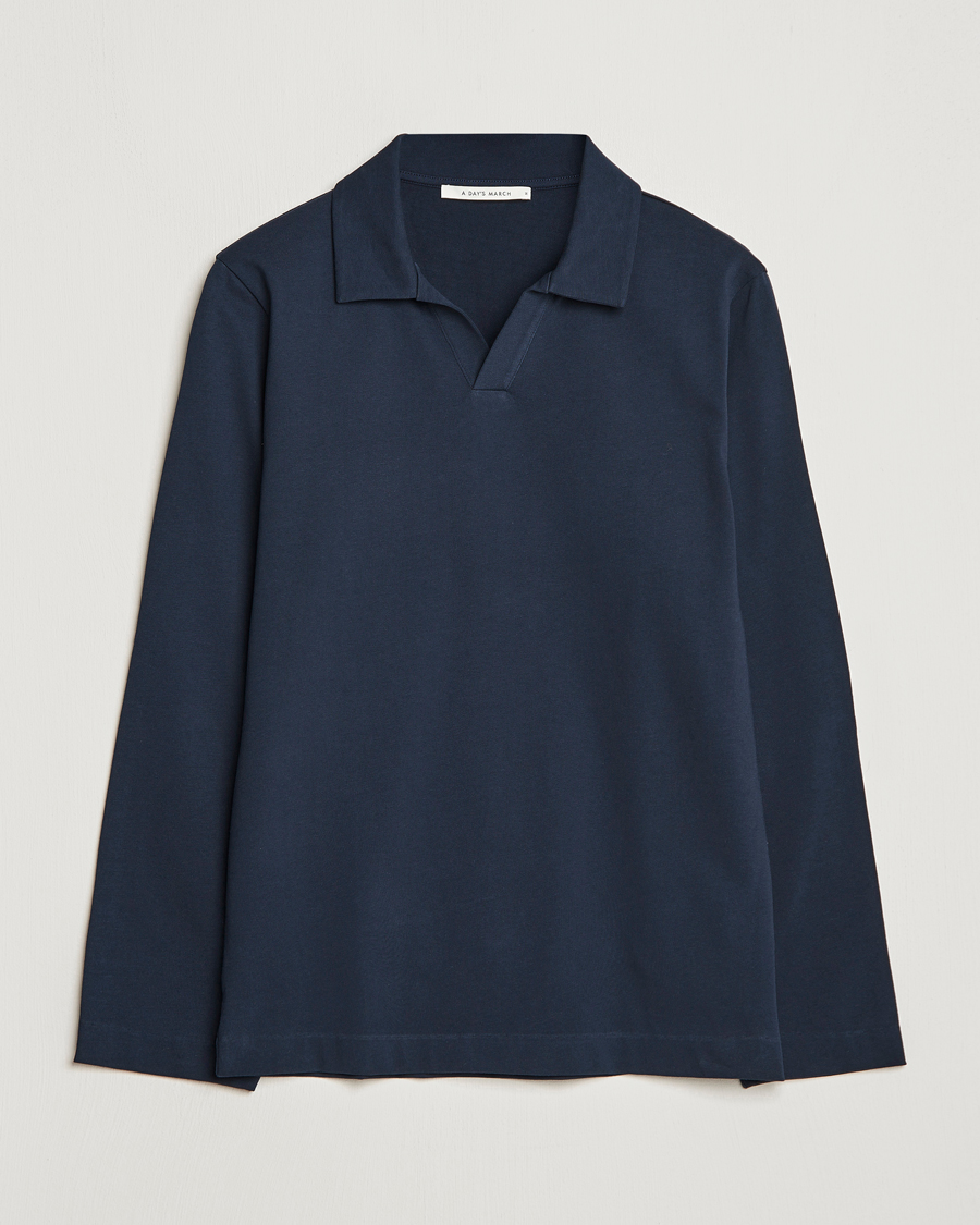 Mies | Puserot | A Day's March | Branford Long Sleeve Jersey Polo Navy