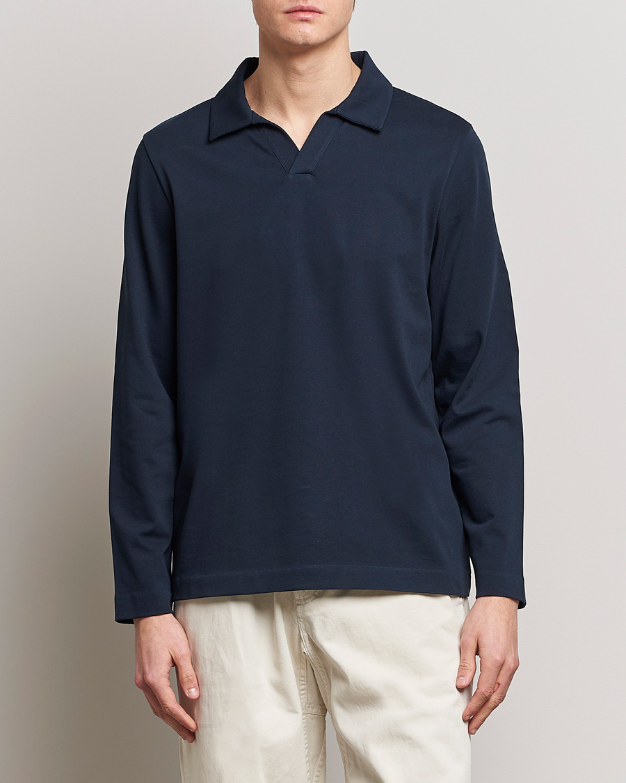 Mies | Pitkähihaiset pikeepaidat | A Day's March | Branford Long Sleeve Jersey Polo Navy