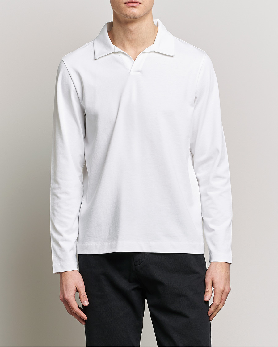 Mies | Pikeet | A Day's March | Branford Long Sleeve Jersey Polo Off White