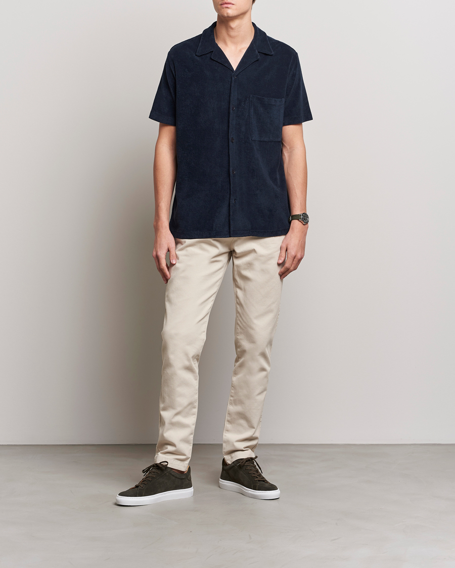 Mies | Kauluspaidat | A Day's March | Yamu Short Sleeve Terry Shirt Navy