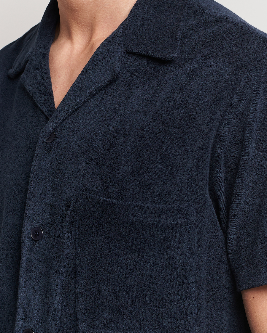 Mies | Kauluspaidat | A Day's March | Yamu Short Sleeve Terry Shirt Navy