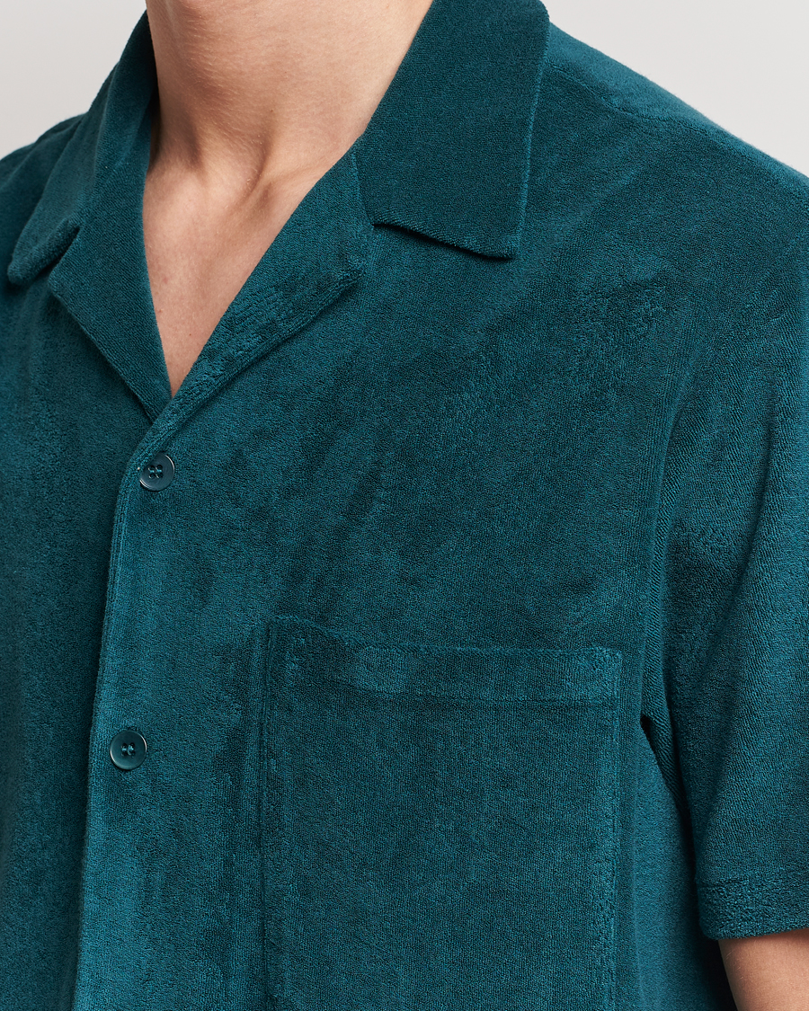 Mies | Kauluspaidat | A Day's March | Yamu Short Sleeve Terry Shirt Teal