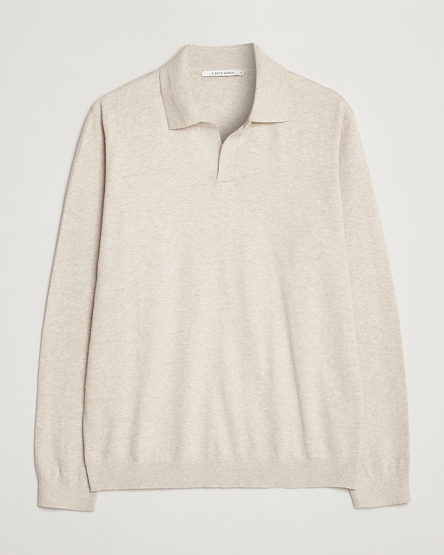 Mies | Pikeet | A Day's March | Manol Cotton Linen Polo Sand Melange