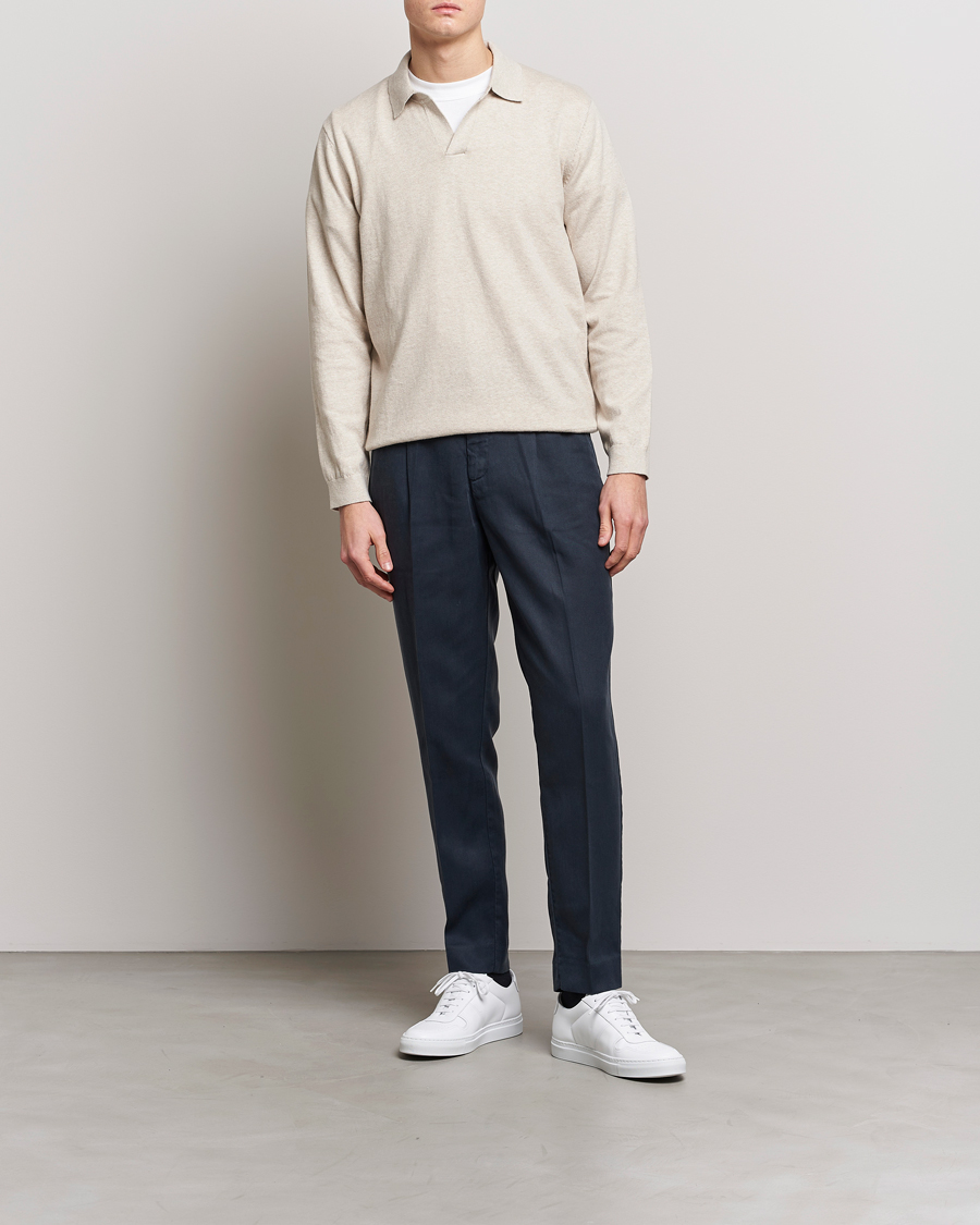 Mies | Pikeet | A Day's March | Manol Cotton Linen Polo Sand Melange