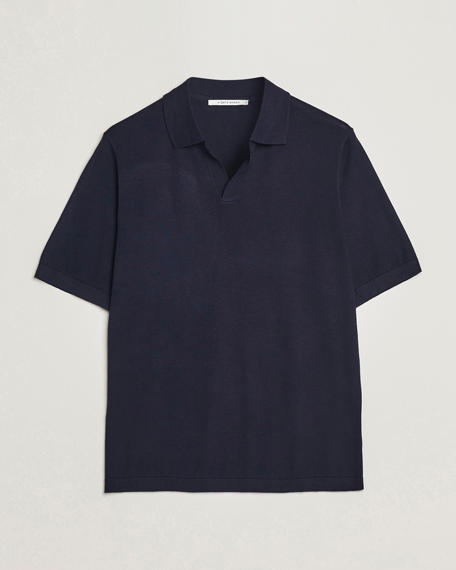 Mies | Pikeet | A Day's March | Ebro Open Collar Cotton/Wool Navy