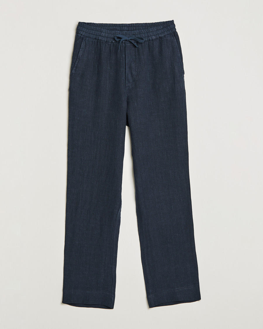 Mies |  | A Day's March | Tamait Drawstring Linen Trousers Navy