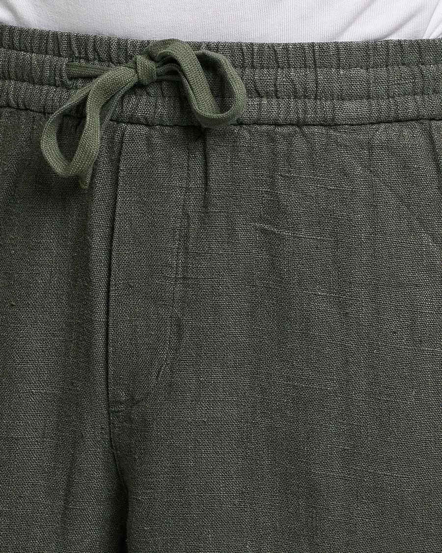 Mies | Housut | A Day's March | Tamait Drawstring Linen Trousers Olive