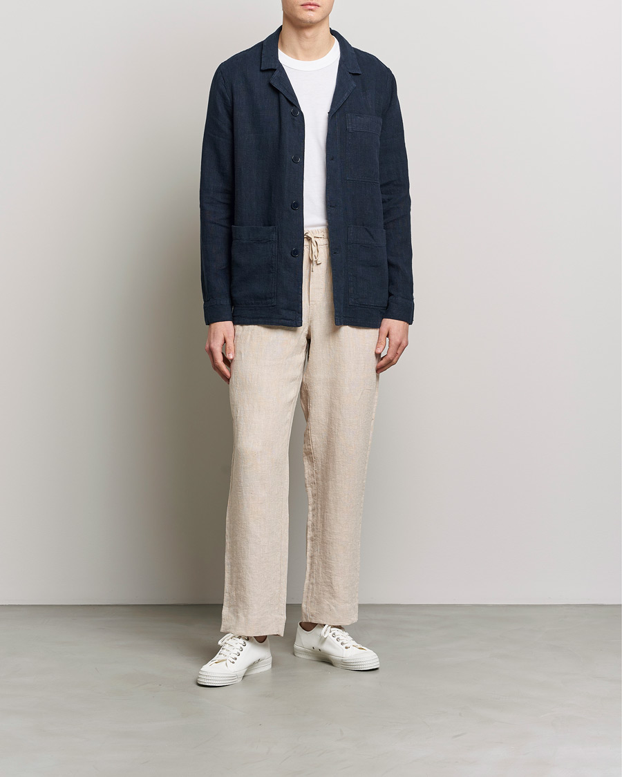 Mies | Housut | A Day's March | Tamait Drawstring Linen Trousers Oyster