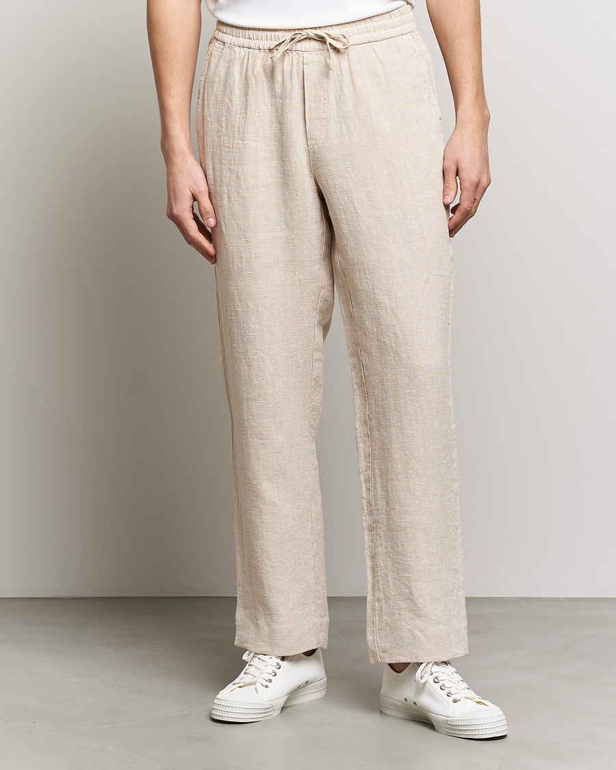 Mies | Housut | A Day's March | Tamait Drawstring Linen Trousers Oyster