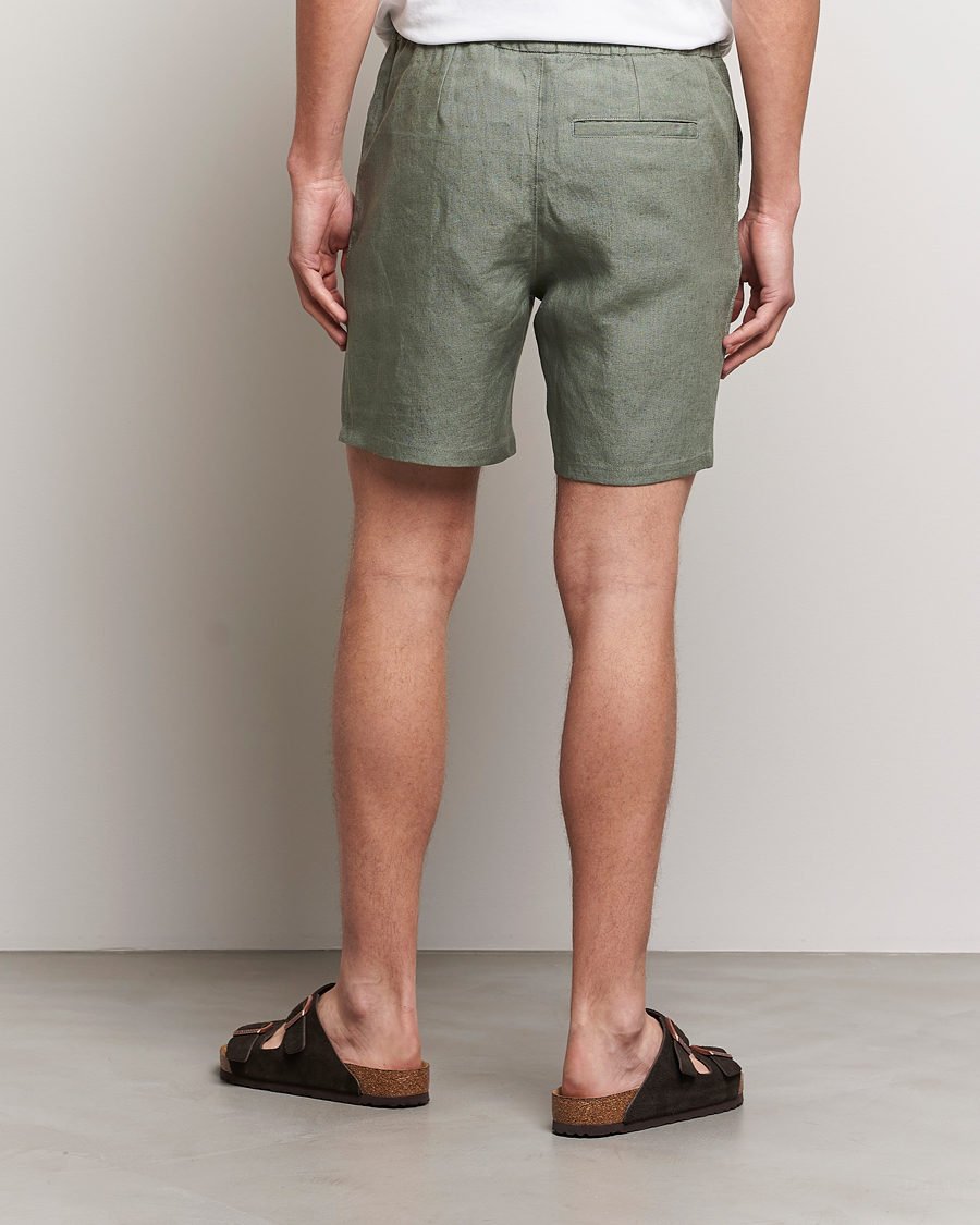 Mies | Shortsit | A Day's March | Ipu Drawstring Linen Shorts Dusty Green