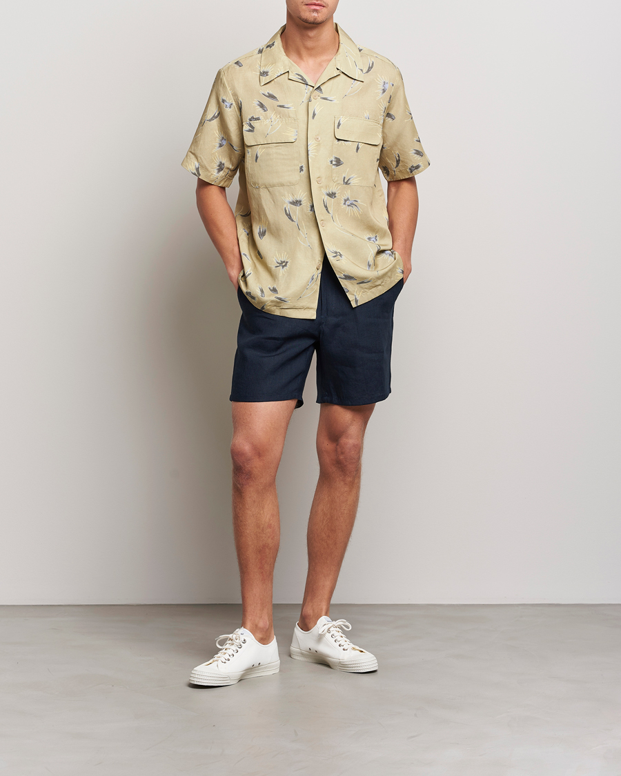 Mies | Shortsit | A Day's March | Ipu Drawstring Linen Shorts Navy