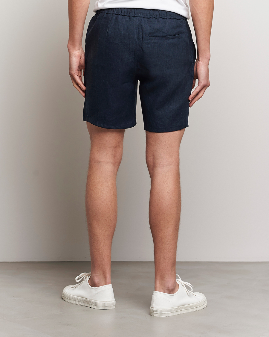 Mies | Shortsit | A Day's March | Ipu Drawstring Linen Shorts Navy