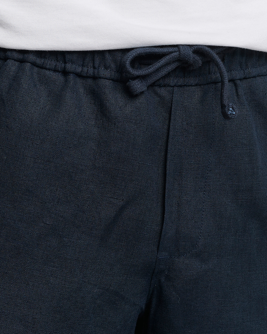 Mies | Shortsit | A Day's March | Ipu Drawstring Linen Shorts Navy