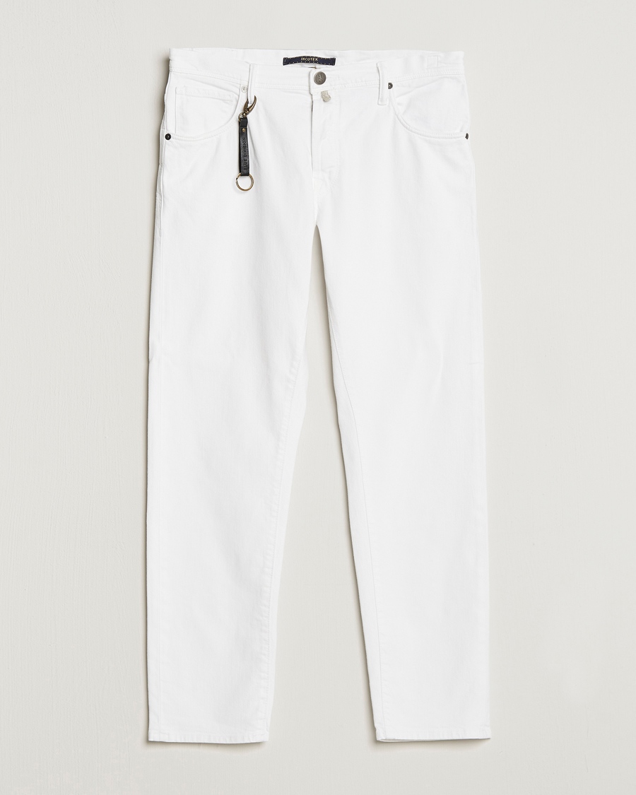 Mies | Housut | Incotex | Cotton Stretch 5-Pocket Pants White