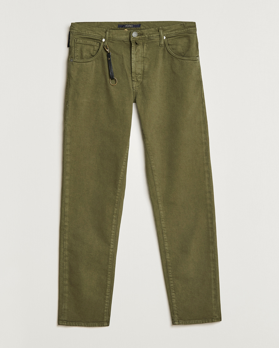 Mies | Housut | Incotex | Cotton Stretch 5-Pocket Pants Military Green