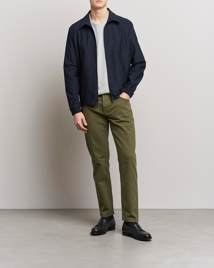 Mies | Housut | Incotex | Cotton Stretch 5-Pocket Pants Military Green