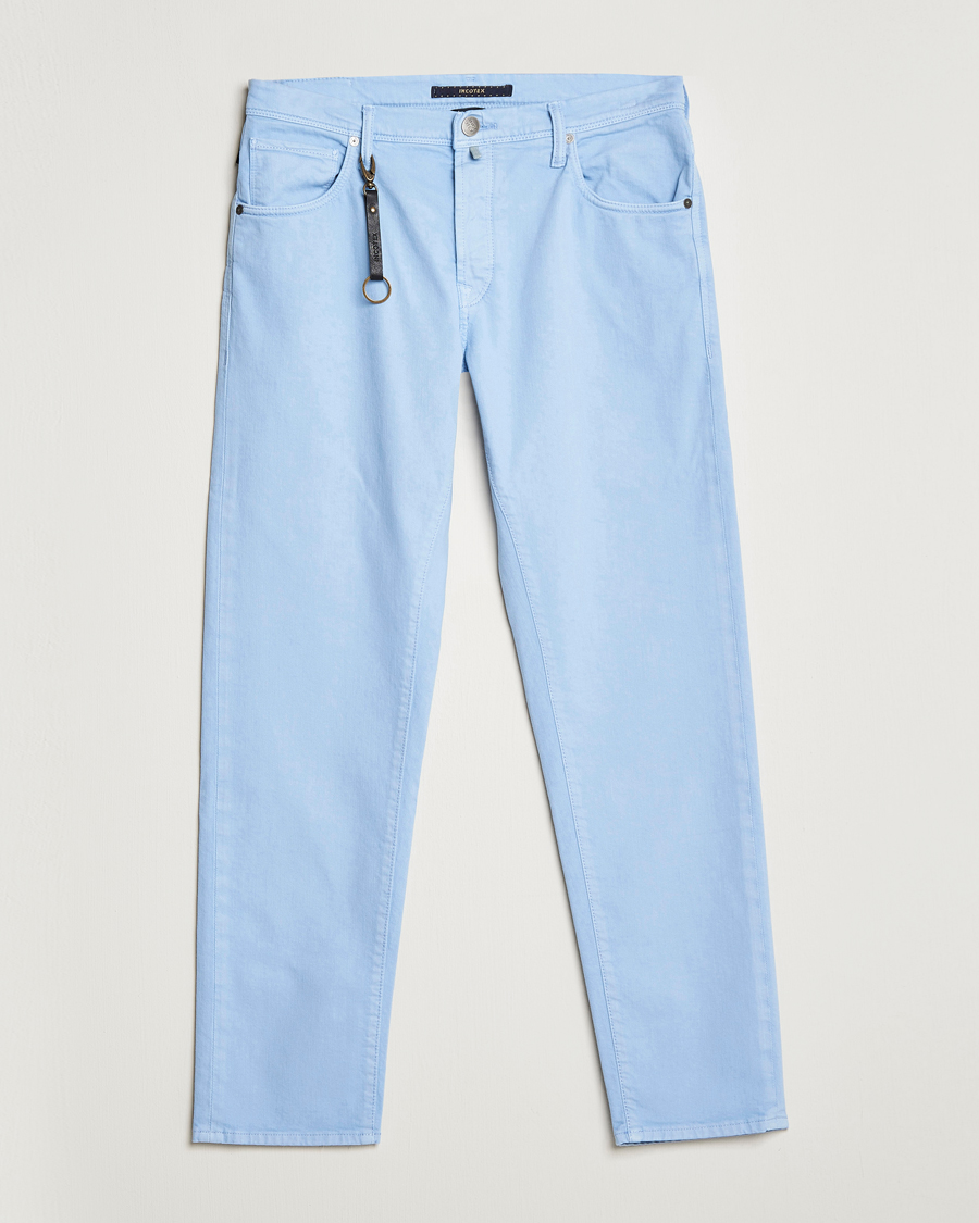 Mies | Housut | Incotex | Cotton Stretch 5-Pocket Pants Light Blue