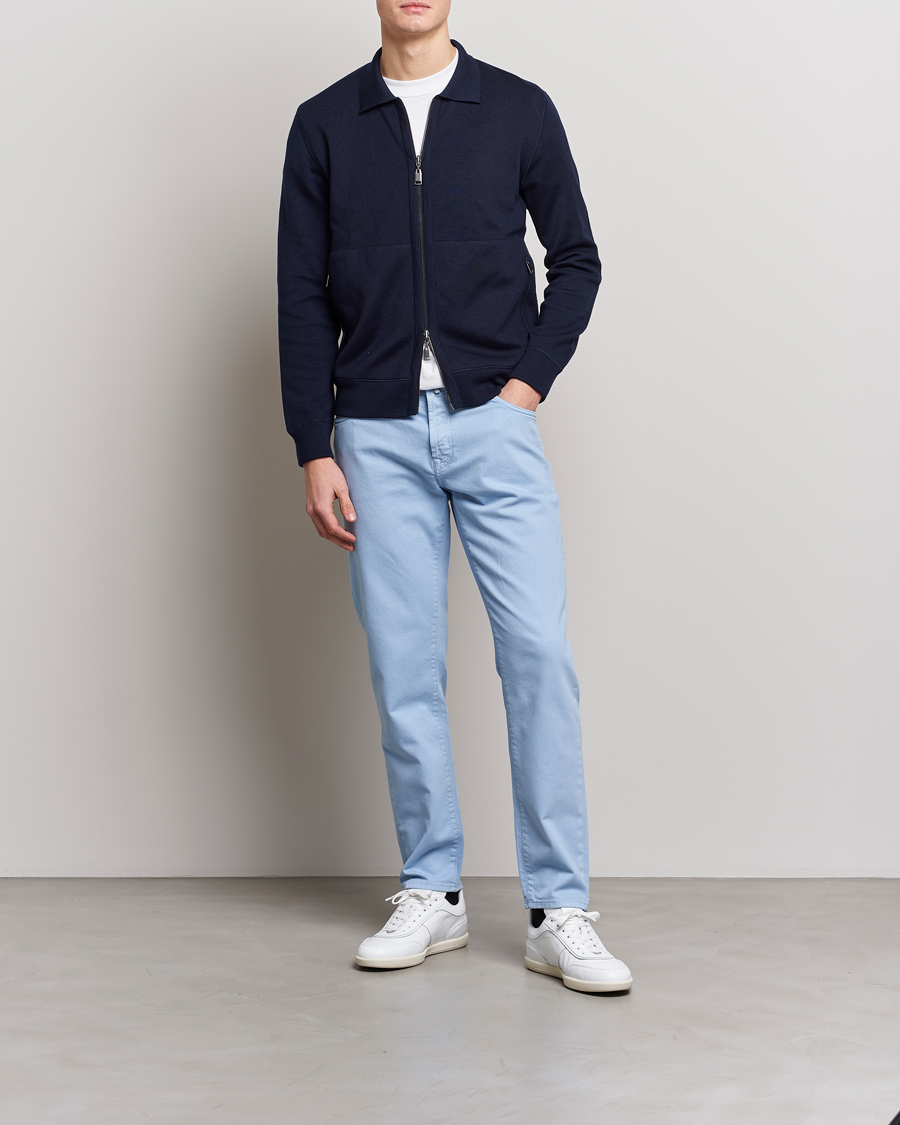 Mies | Housut | Incotex | Cotton Stretch 5-Pocket Pants Light Blue