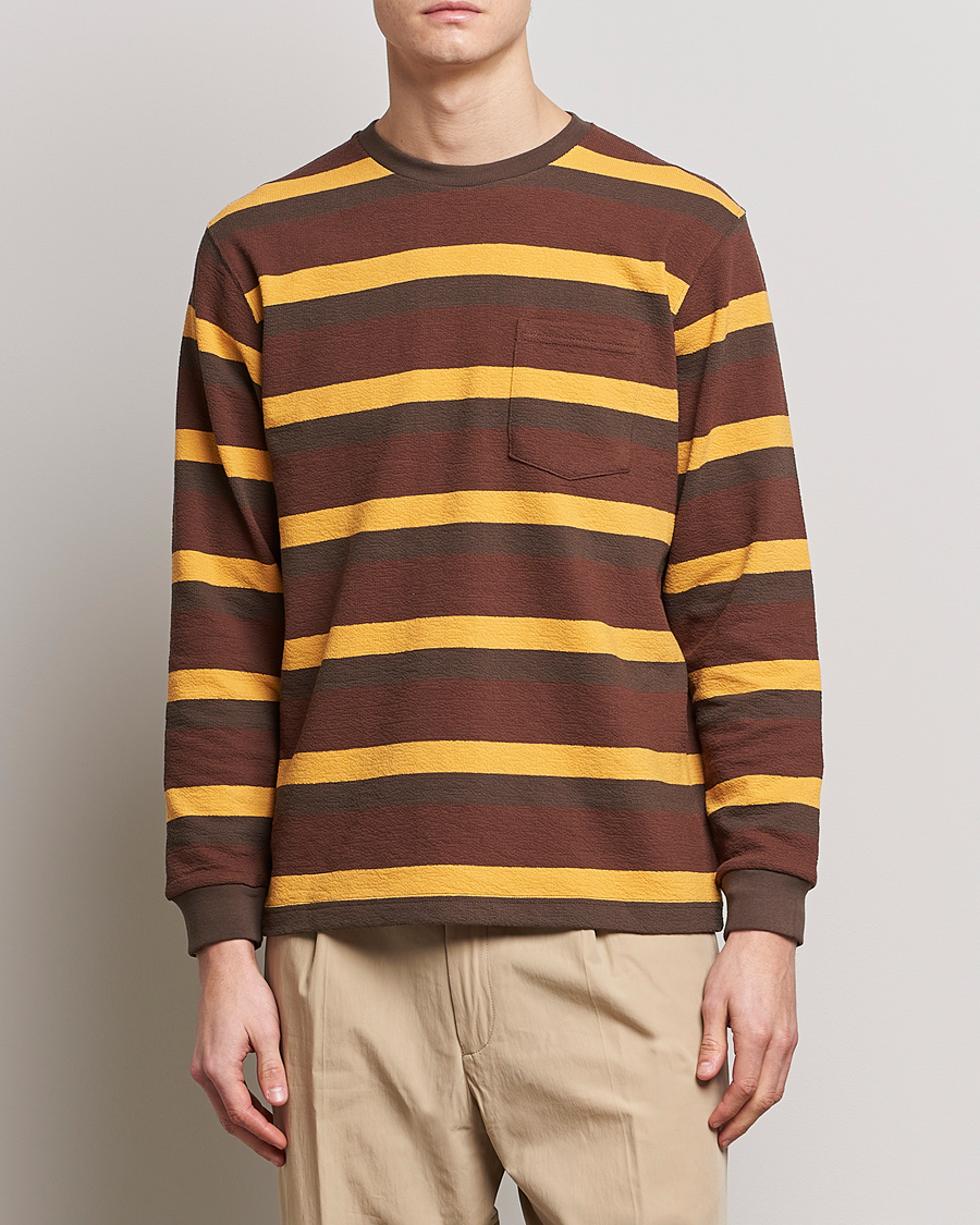 Mies | Pitkähihaiset t-paidat | BEAMS PLUS | Long Sleeve Striped Pocket Tee Brown