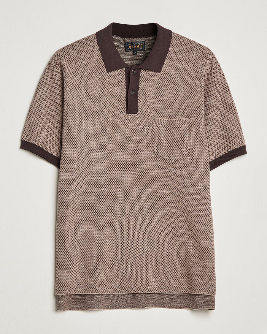 Mies | Pikeet | BEAMS PLUS | Two-Tone Jacquard Polo Brown