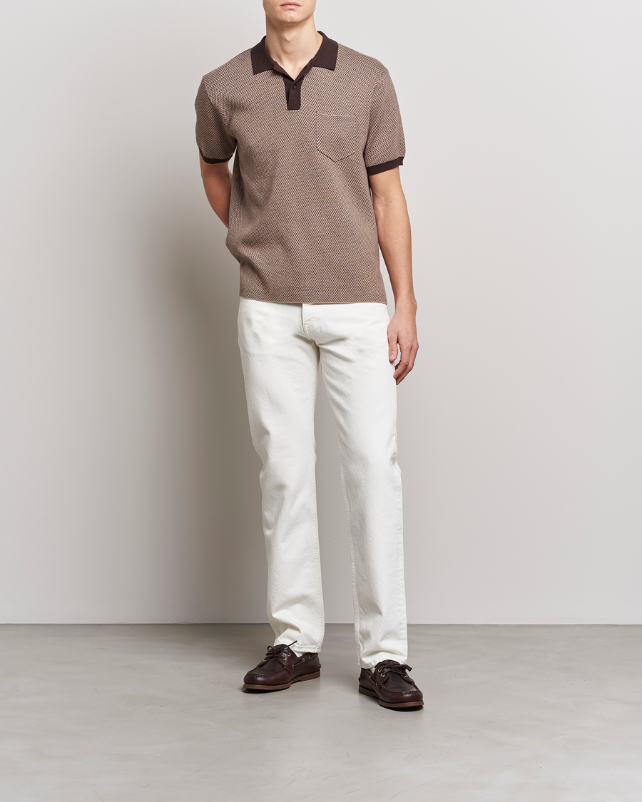 Mies | Pikeet | BEAMS PLUS | Two-Tone Jacquard Polo Brown