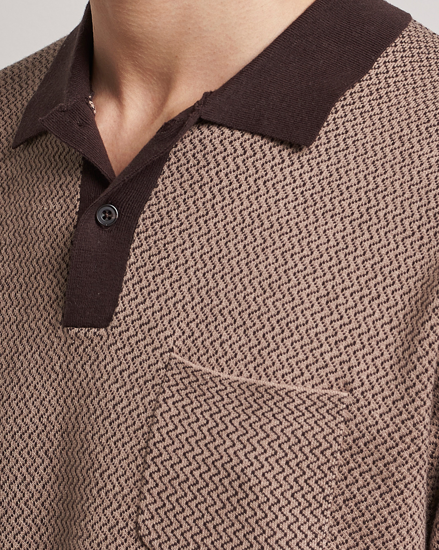 Mies | Pikeet | BEAMS PLUS | Two-Tone Jacquard Polo Brown