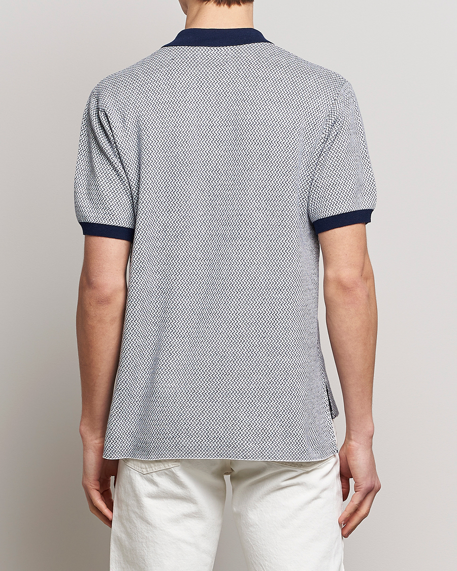 Mies | Pikeet | BEAMS PLUS | Two-Tone Jacquard Polo Navy