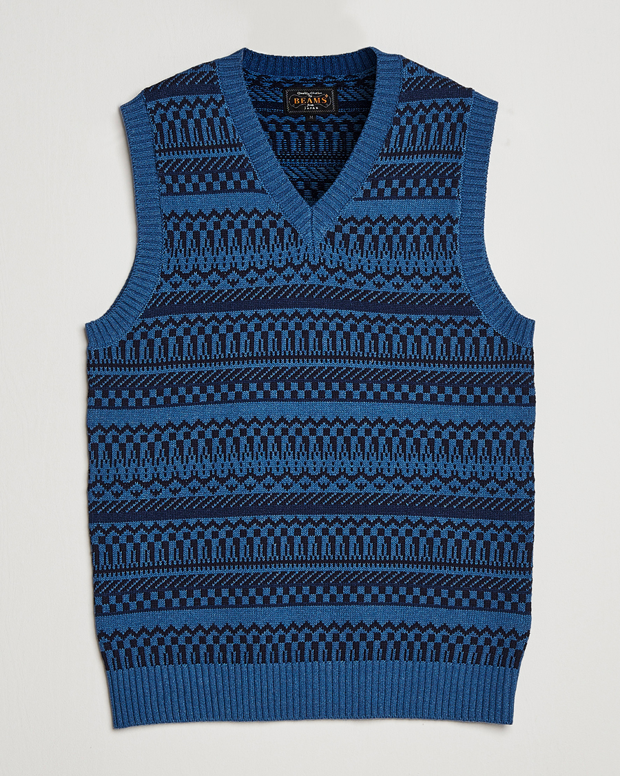 Mies | Puserot | BEAMS PLUS | Knit Fairisle Vest Navy