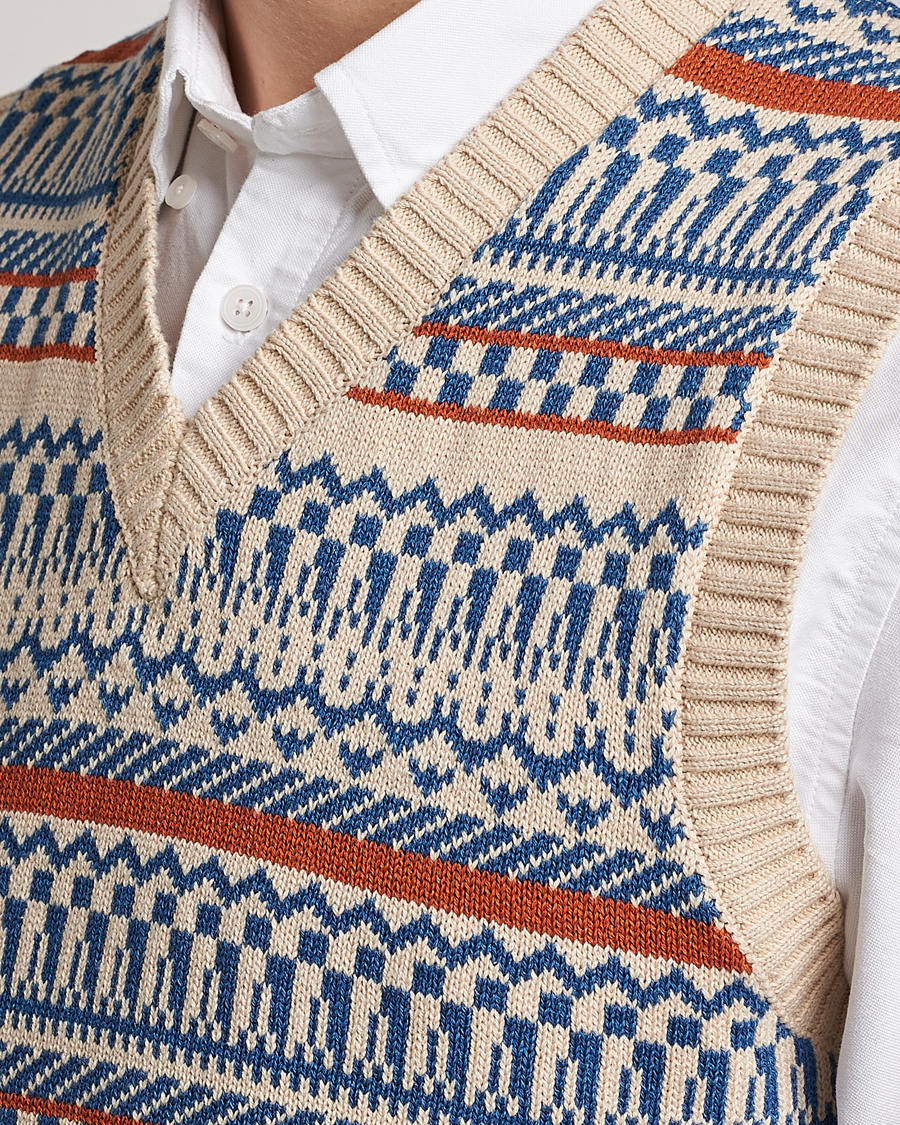 Mies | Puserot | BEAMS PLUS | Knit Fairisle Vest Natural