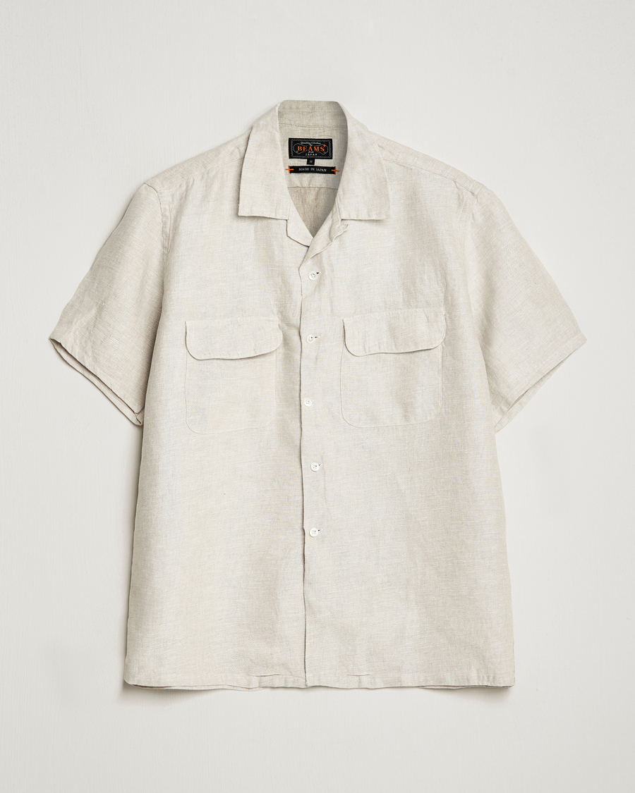 Mies | Kauluspaidat | BEAMS PLUS | Linen/Chambray Camp Shirt Natural