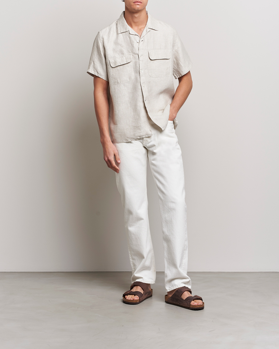 Mies | Kauluspaidat | BEAMS PLUS | Linen/Chambray Camp Shirt Natural