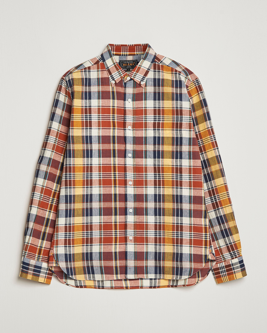 Mies | Kauluspaidat | BEAMS PLUS | Indian Madras Button Down Shirt Brown Check