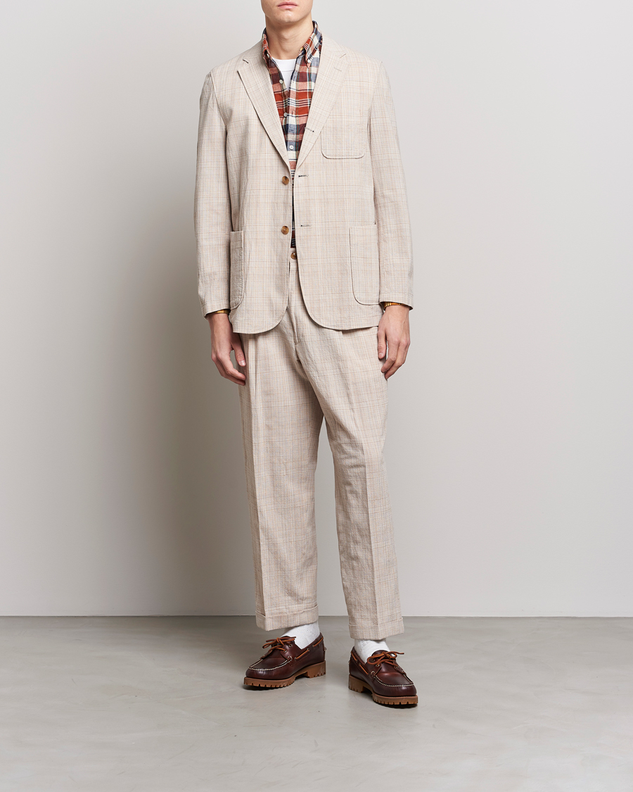 Mies | Housut | BEAMS PLUS | Cotton/Linen Comfort Trousers Natural