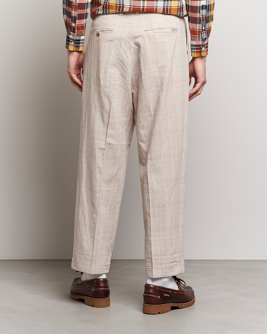 Mies | Housut | BEAMS PLUS | Cotton/Linen Comfort Trousers Natural