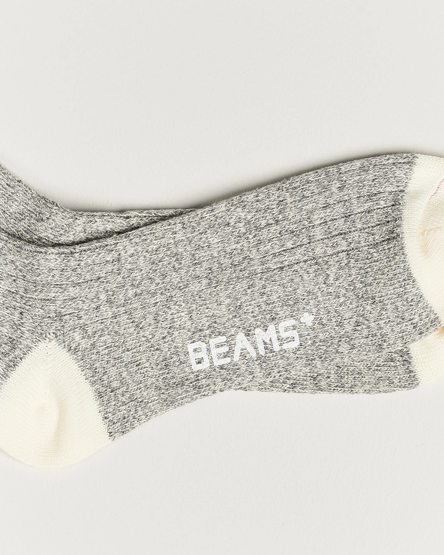 Mies | Preppy Authentic | BEAMS PLUS | 1/4 Rag Socks Grey/Red