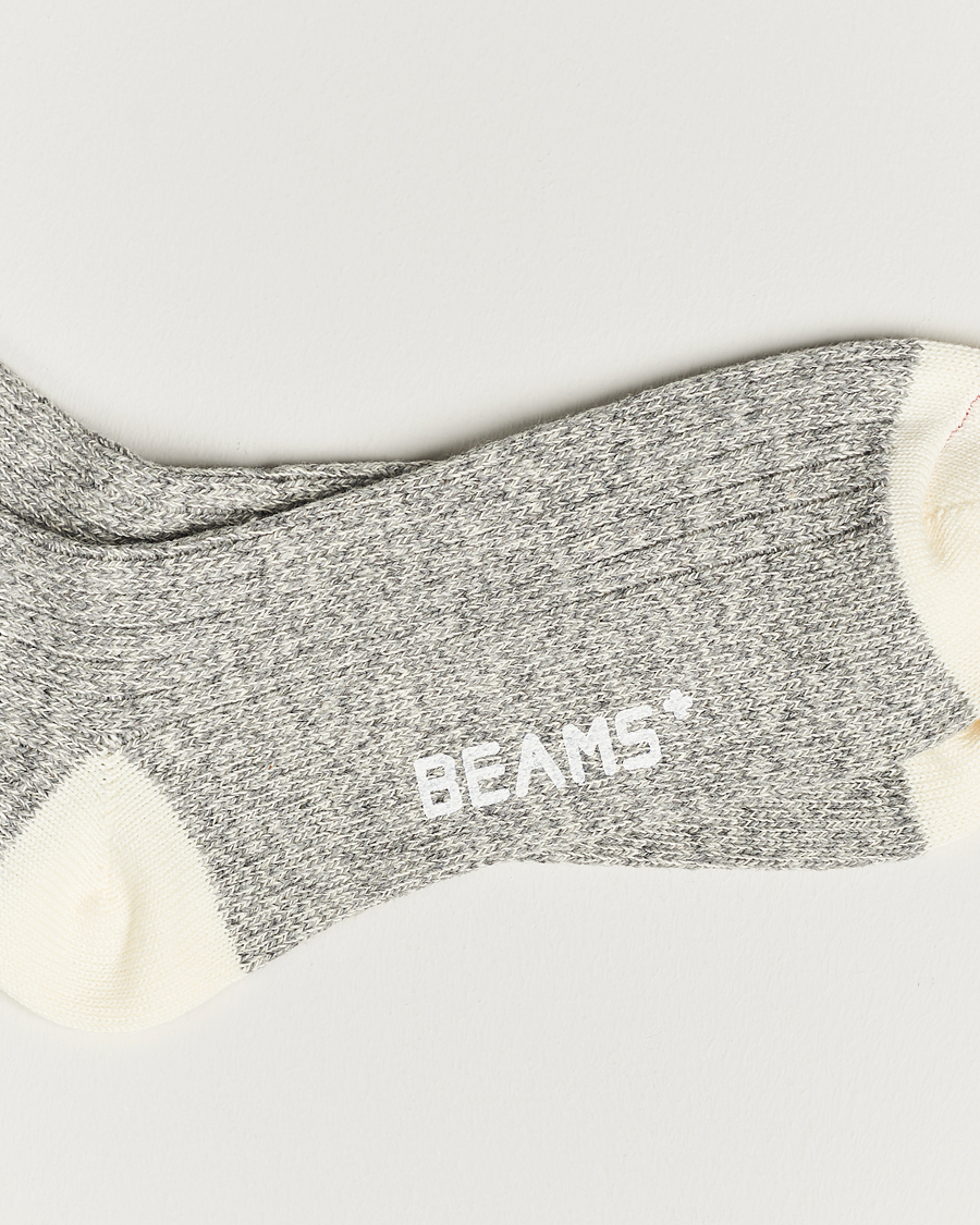 Mies | Alusvaatteet | BEAMS PLUS | 1/4 Rag Socks Grey/Red