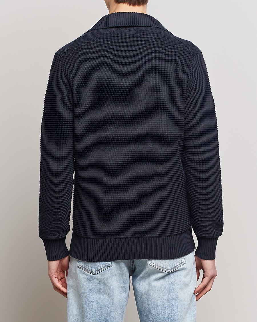 Mies | Puserot | Lyle & Scott | Chunky Ribbed Button Knit Dark Navy