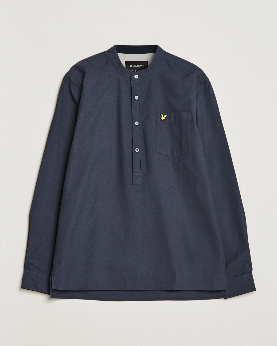 Mies | Kauluspaidat | Lyle & Scott | Marl Grandad Shirt Dark Navy