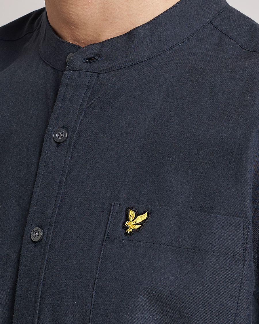 Mies | Kauluspaidat | Lyle & Scott | Marl Grandad Shirt Dark Navy