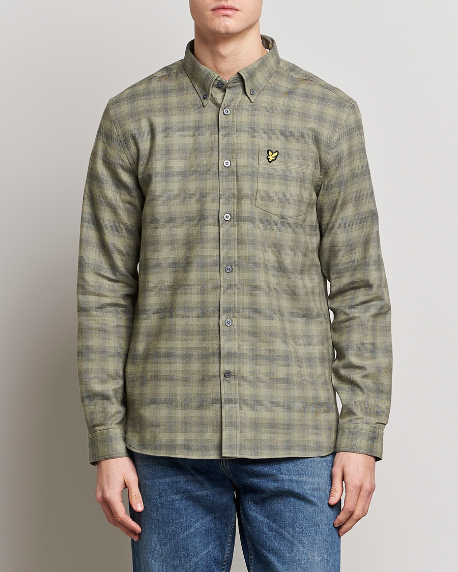 Mies | Flanellipaidat | Lyle & Scott | Button Down Flannel Shirt Sea Weed