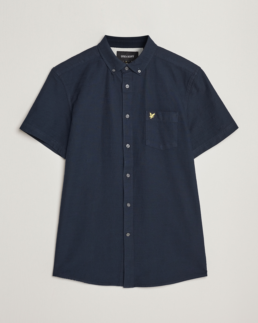 Mies | Kauluspaidat | Lyle & Scott | Cotton Slub Short Sleeve Shirt Dark Navy