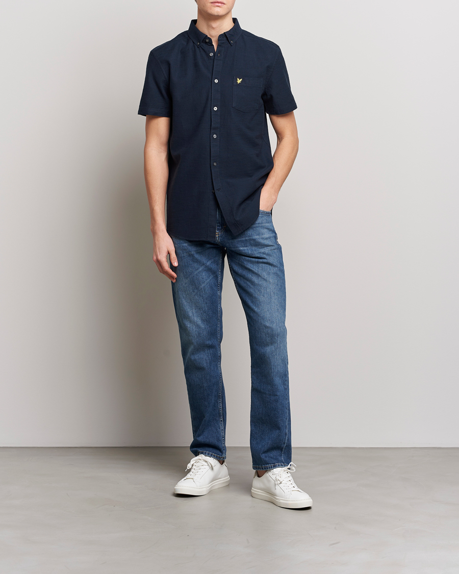 Mies | Kauluspaidat | Lyle & Scott | Cotton Slub Short Sleeve Shirt Dark Navy