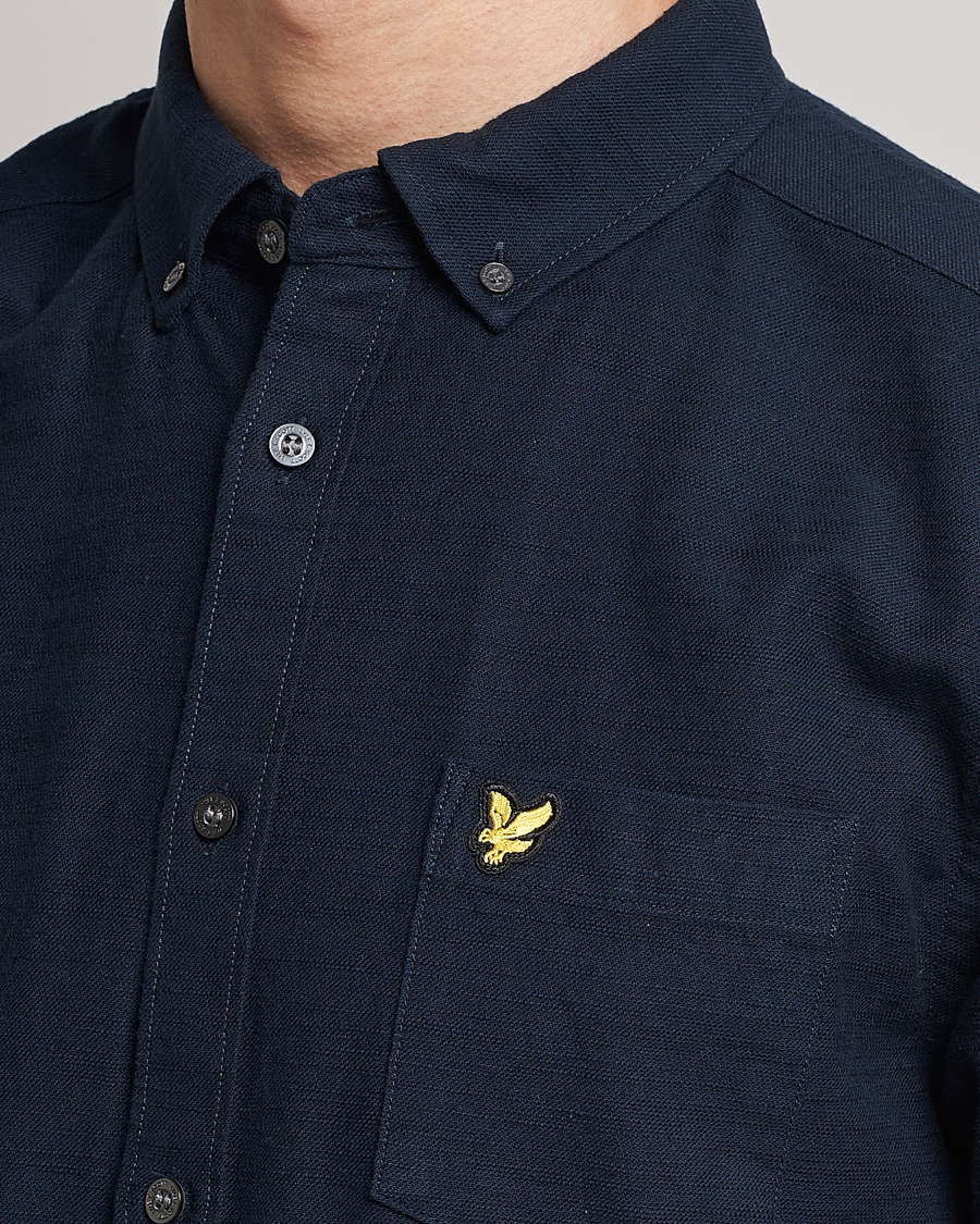 Mies | Kauluspaidat | Lyle & Scott | Cotton Slub Short Sleeve Shirt Dark Navy