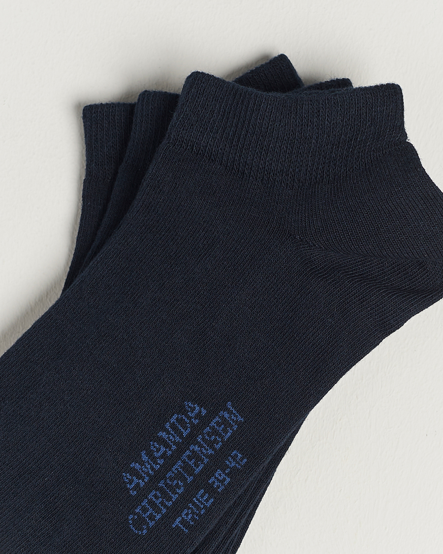 Mies | Alusvaatteet | Amanda Christensen | 3-Pack True Cotton Sneaker Socks Dark Navy